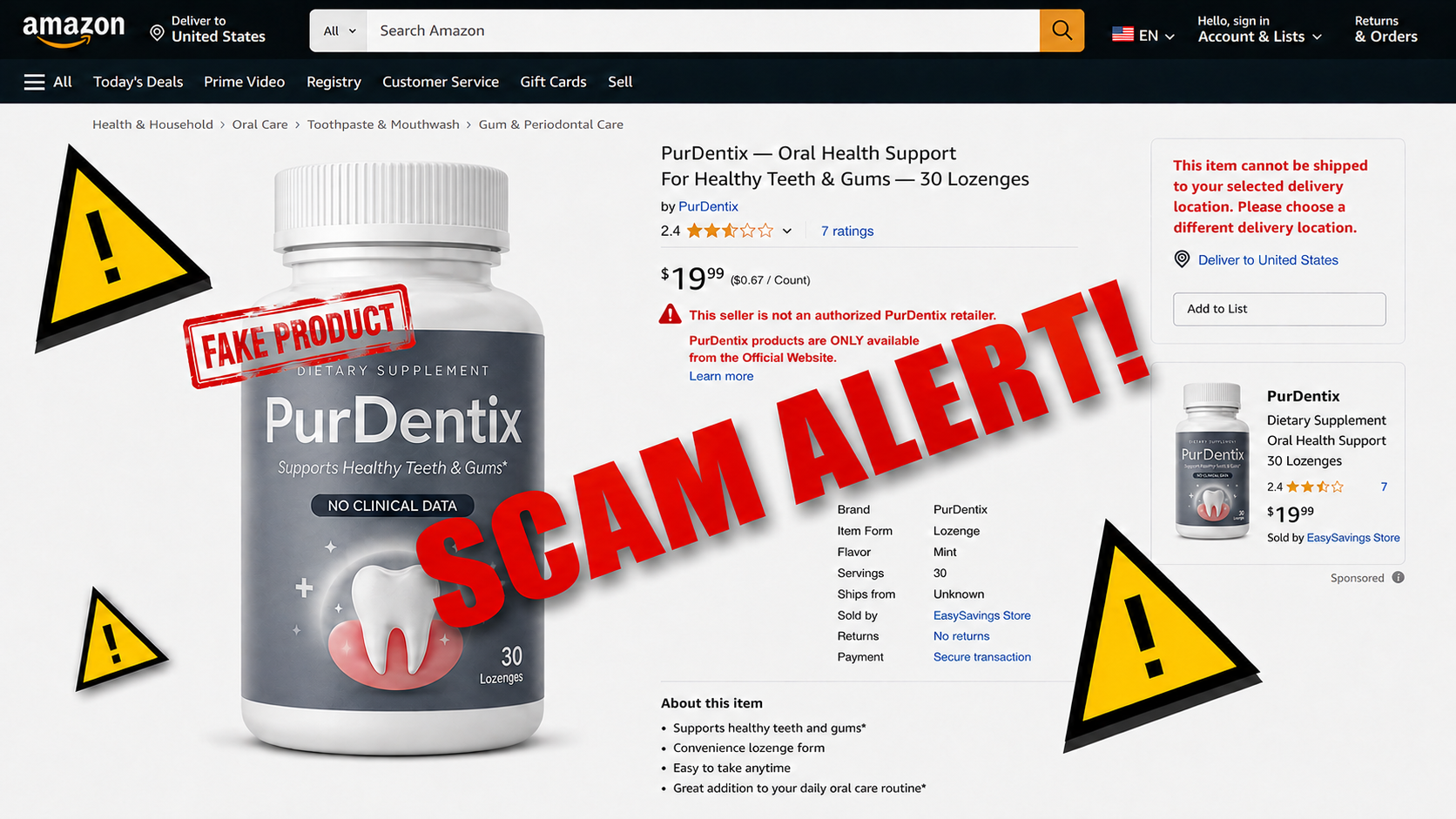Amazon is not the official website for PurDentix