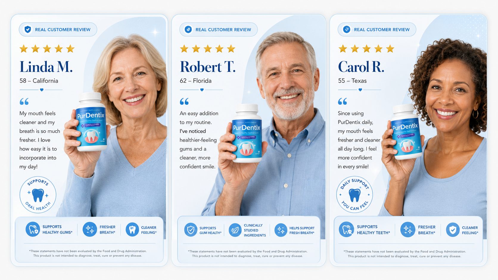 PurDentix oral health support review cards